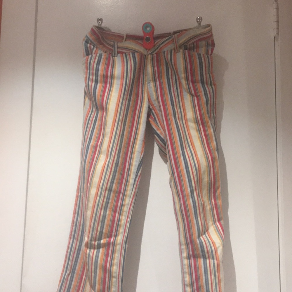 Striped billabong bootleg pants